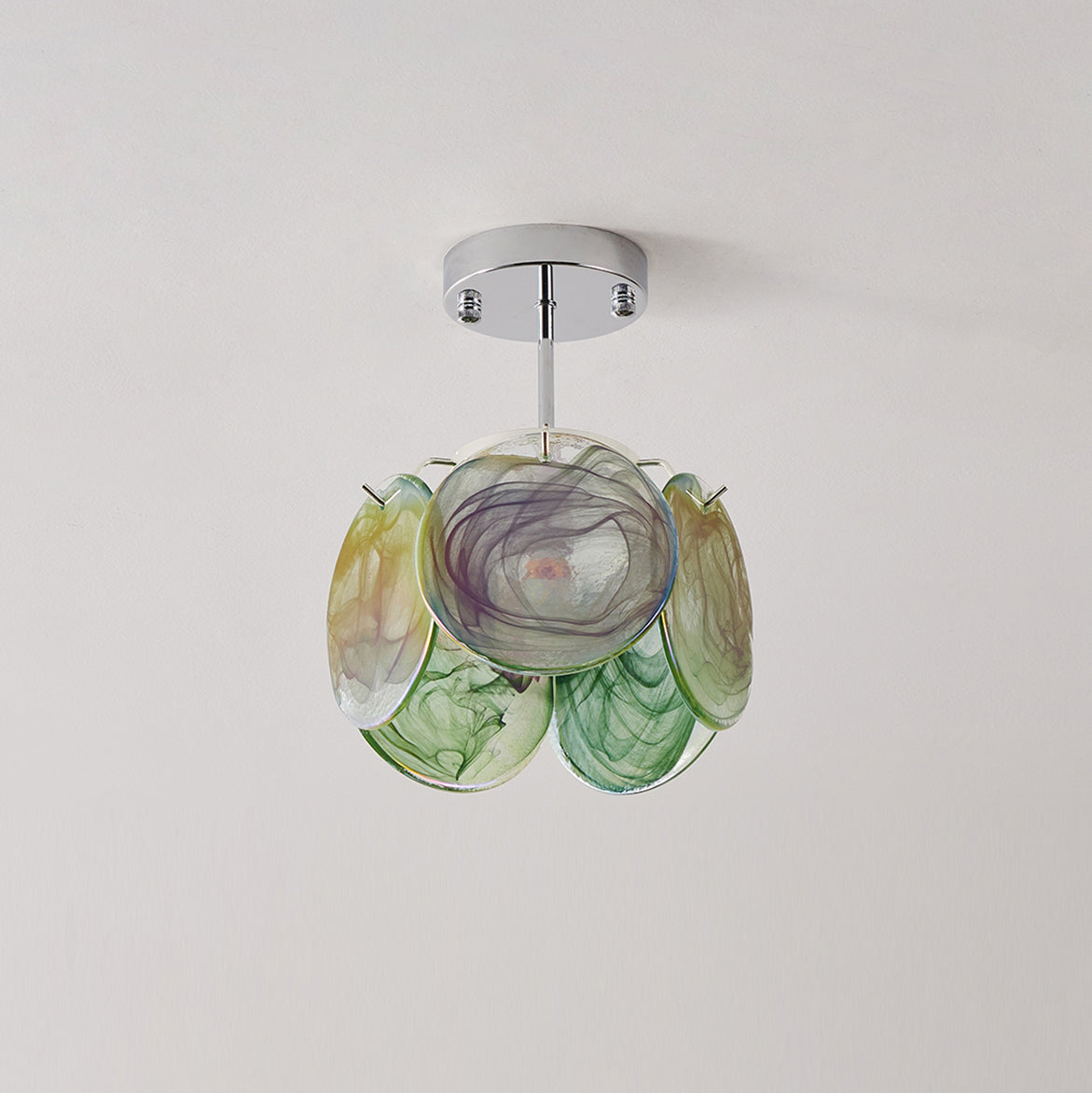 Damp Rated Glass Ceiling Light With Metal Canopy